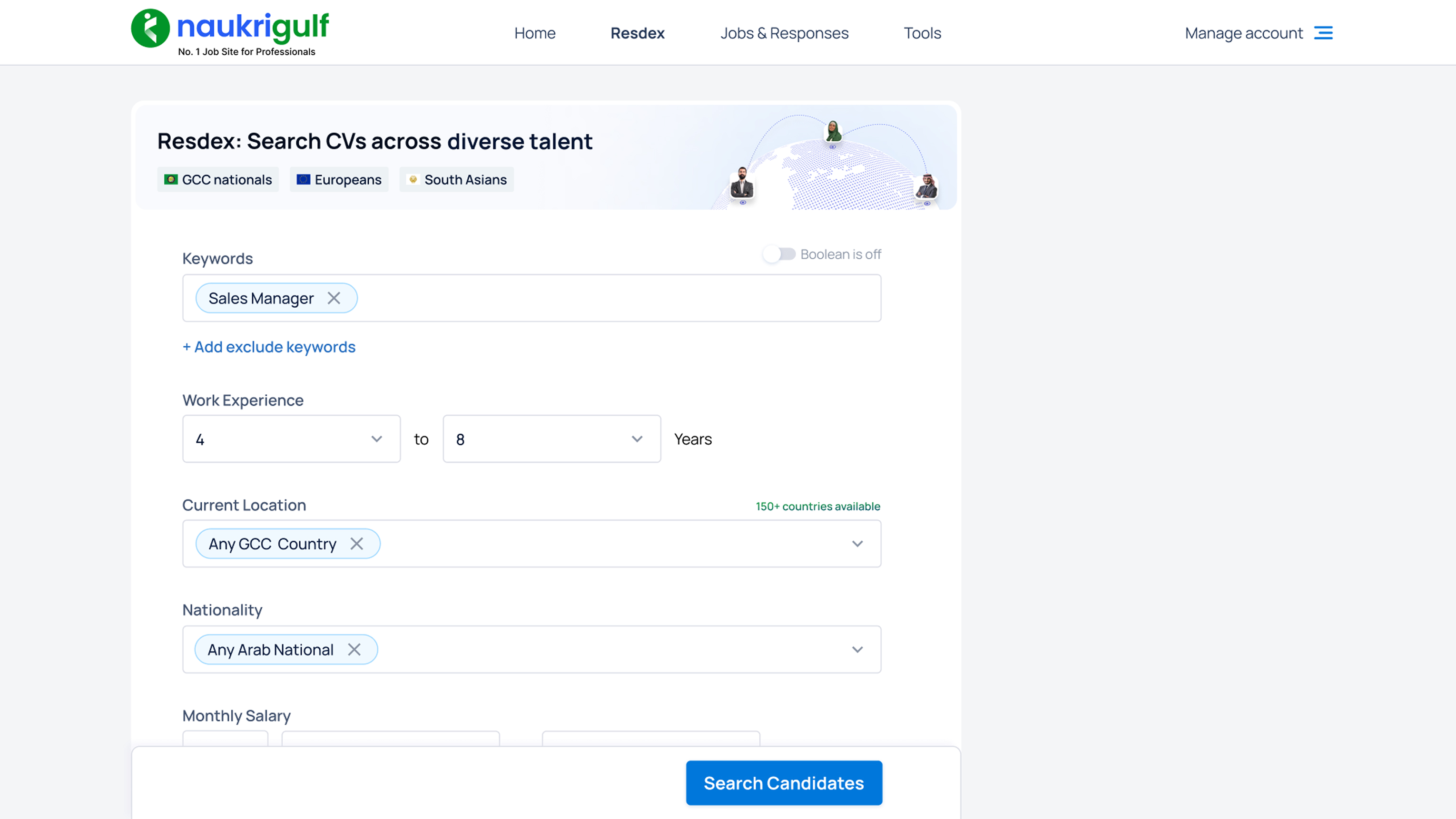 CV Search product preview